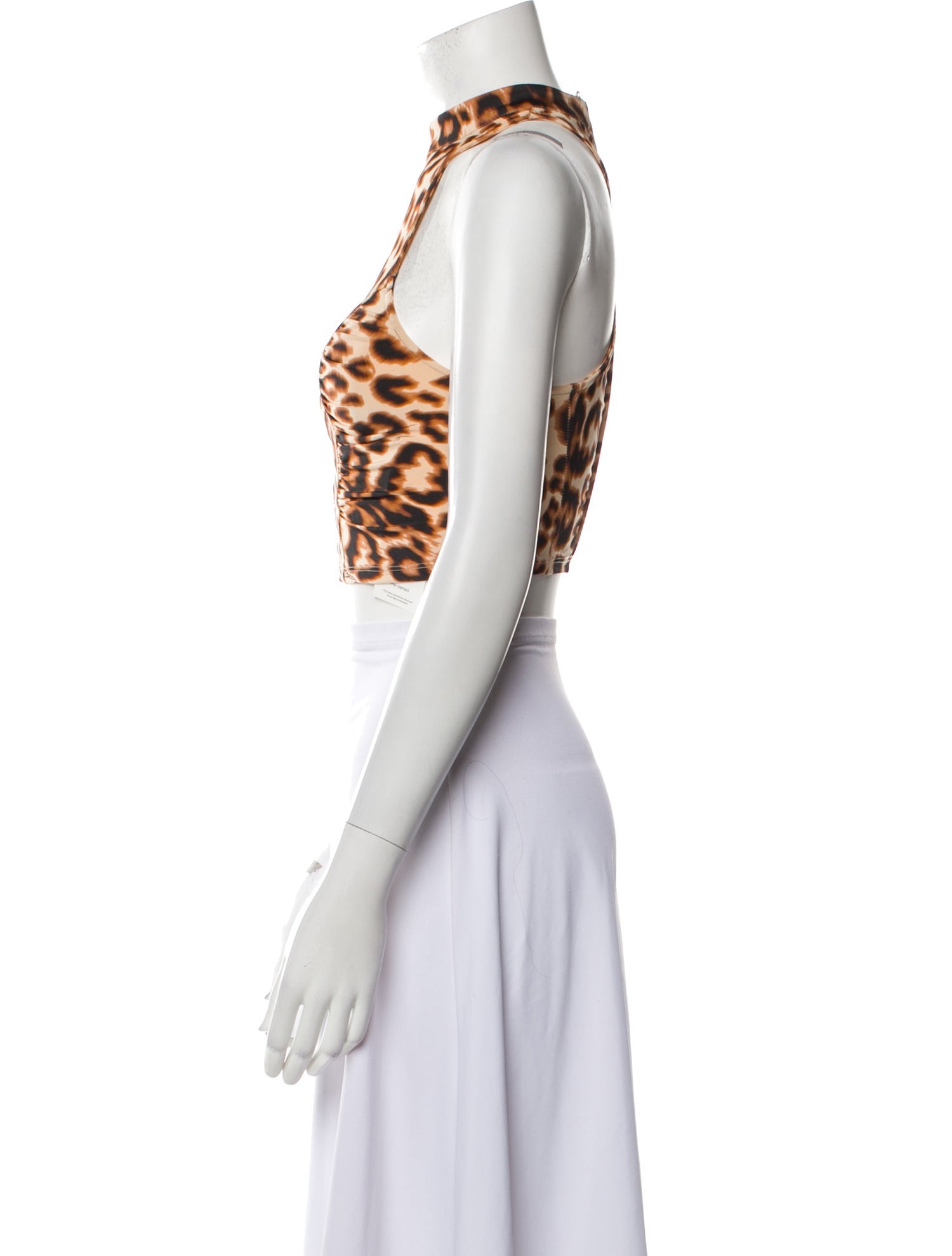 ROTATE Birger Christensen Animal Print Strapless Crop Top