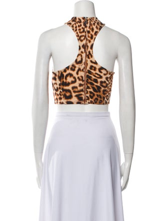 ROTATE Birger Christensen Animal Print Strapless Crop Top