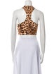 ROTATE Birger Christensen Animal Print Strapless Crop Top