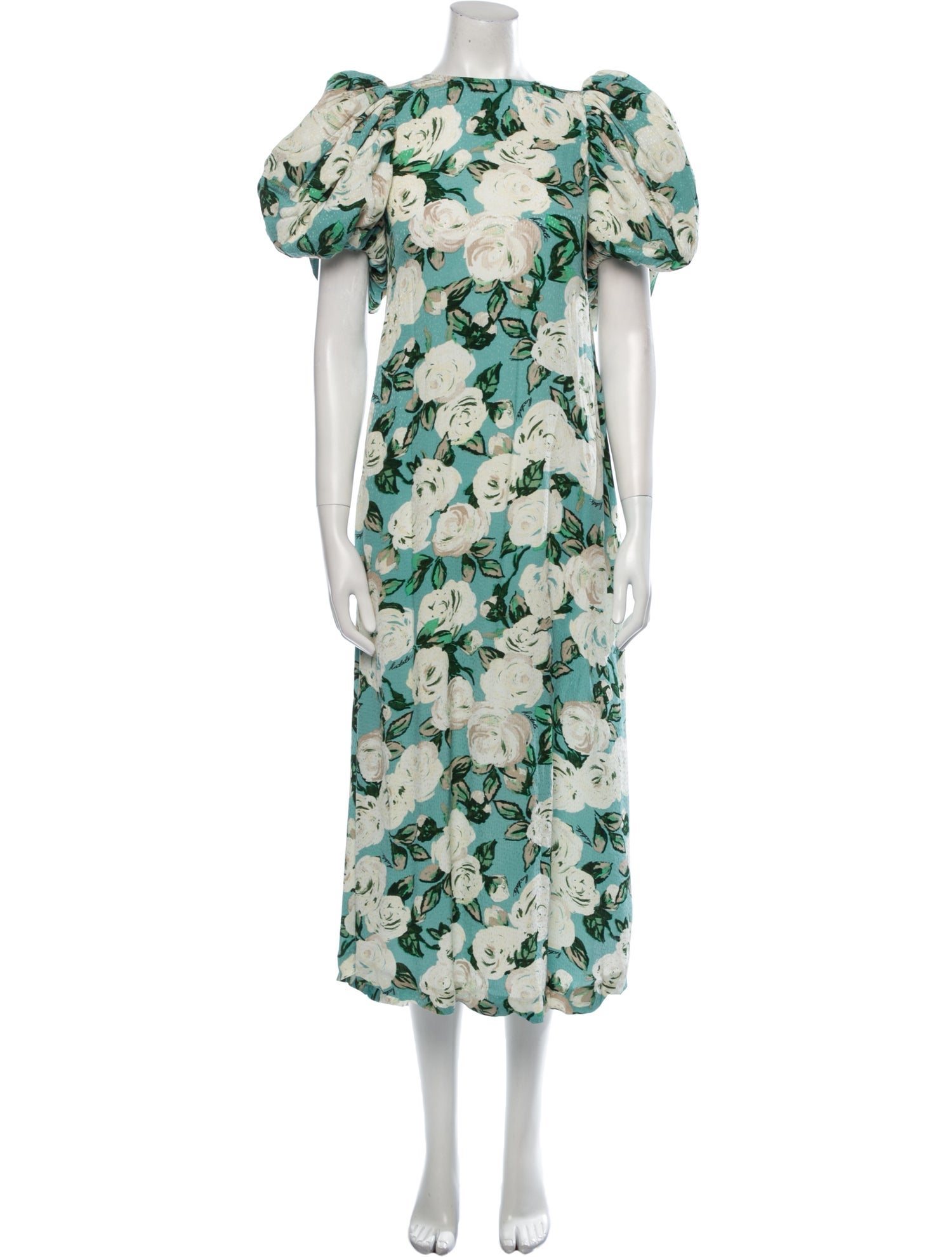 ROTATE Birger Christensen Floral Print Midi Length Dress