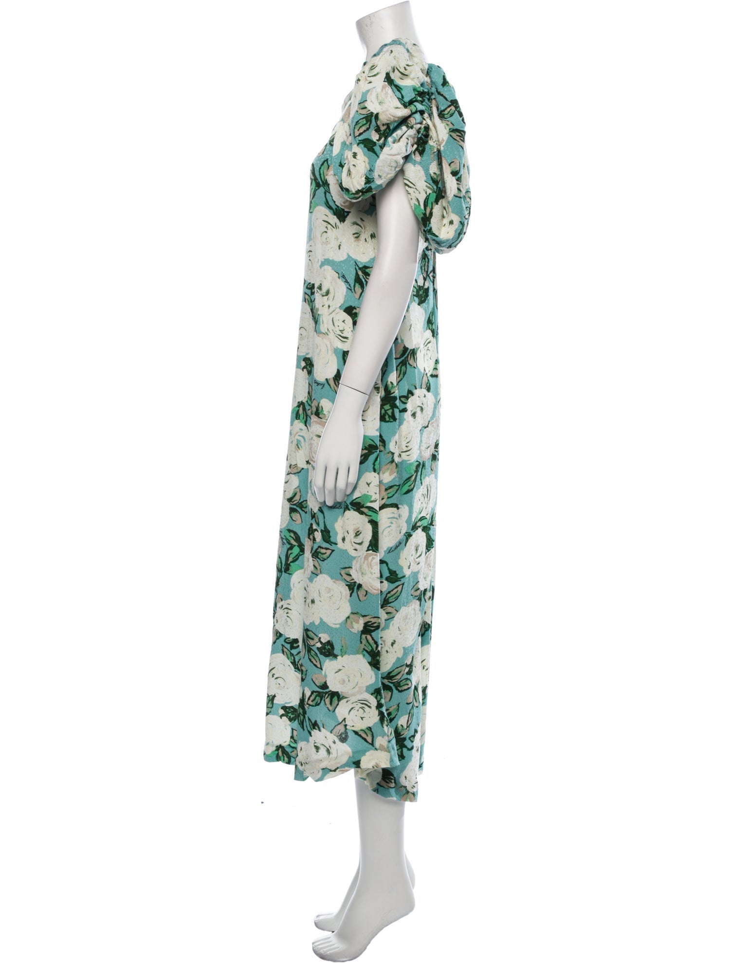 ROTATE Birger Christensen Floral Print Midi Length Dress