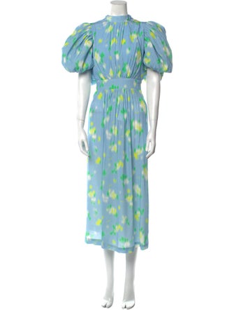 ROTATE Birger Christensen Floral Print Long Dress