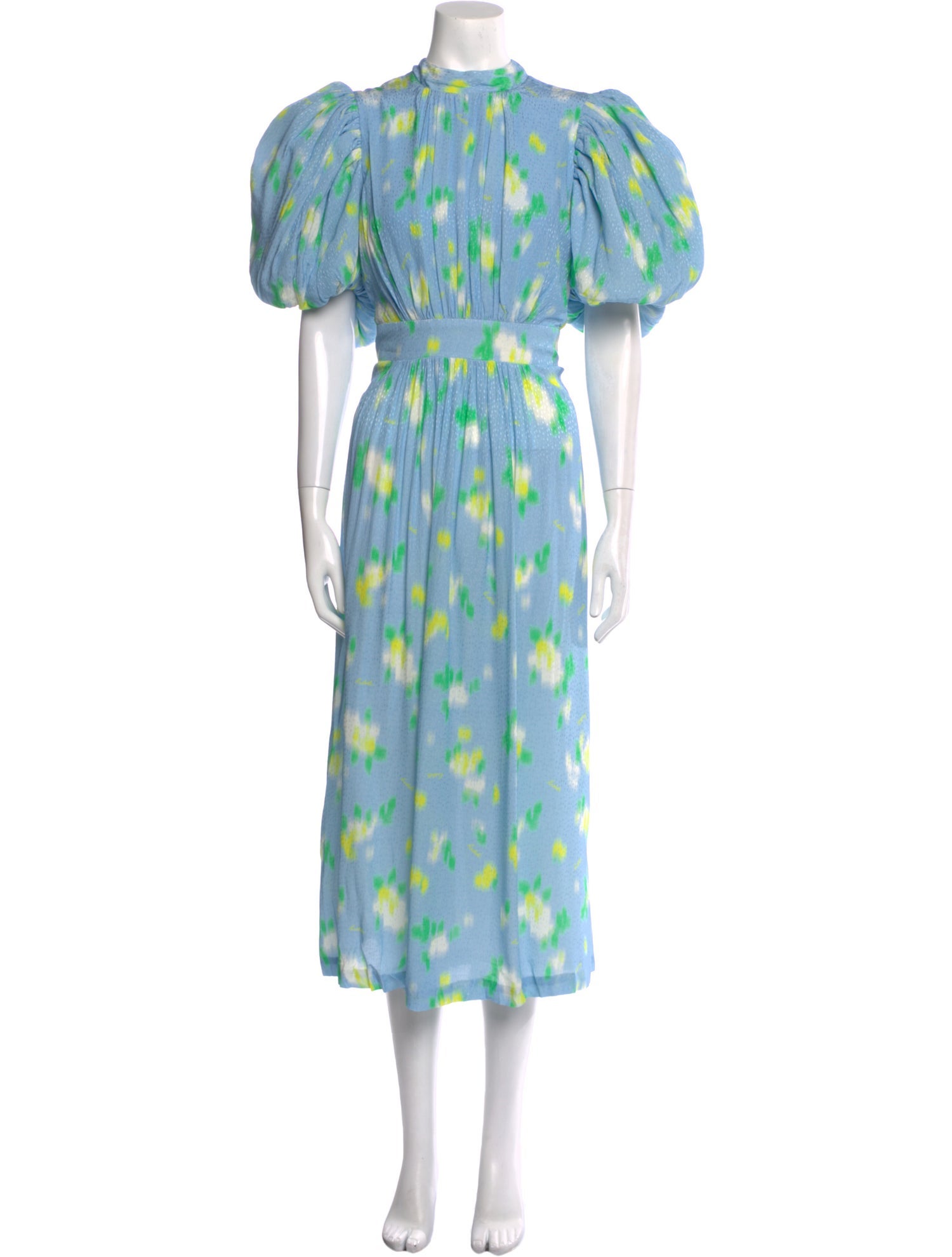 ROTATE Birger Christensen Floral Print Midi Length Dress