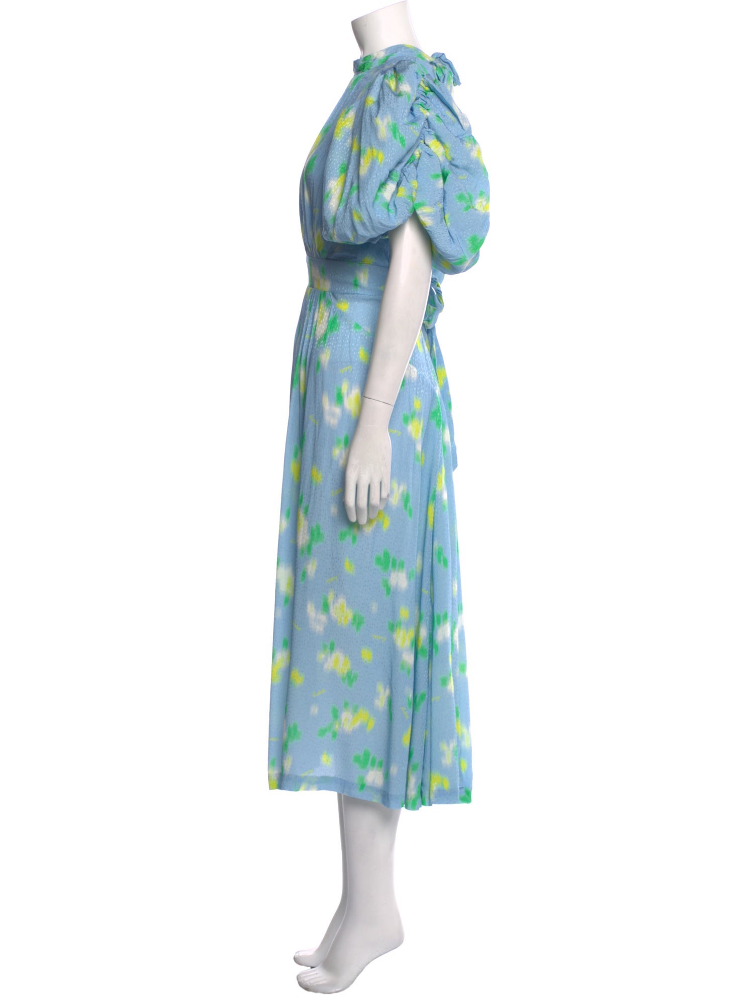 ROTATE Birger Christensen Floral Print Midi Length Dress