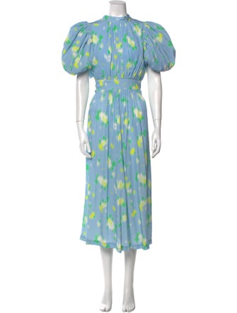 ROTATE Birger Christensen Floral Print Long Dress