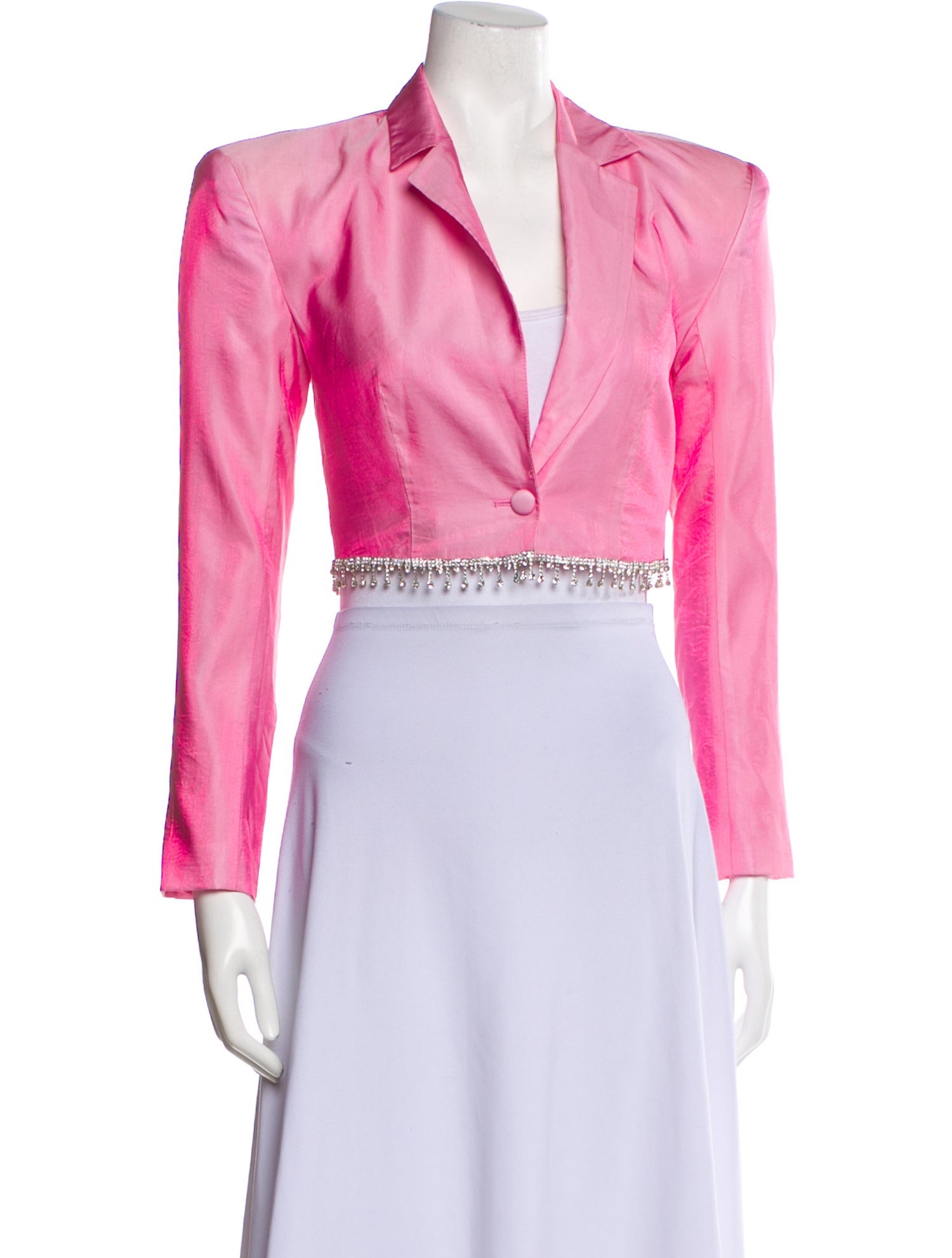 ROTATE Birger Christensen Plunge Neckline Long Sleeve Crop Top