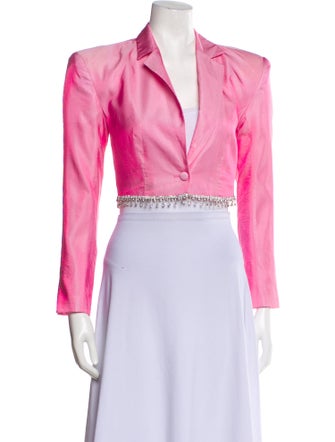 ROTATE Birger Christensen Plunge Neckline Long Sleeve Crop Top