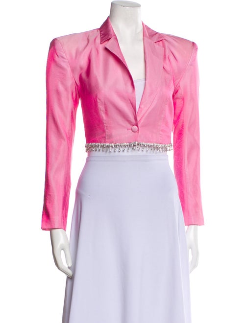 ROTATE Birger Christensen Plunge Neckline Long Sleeve Crop Top