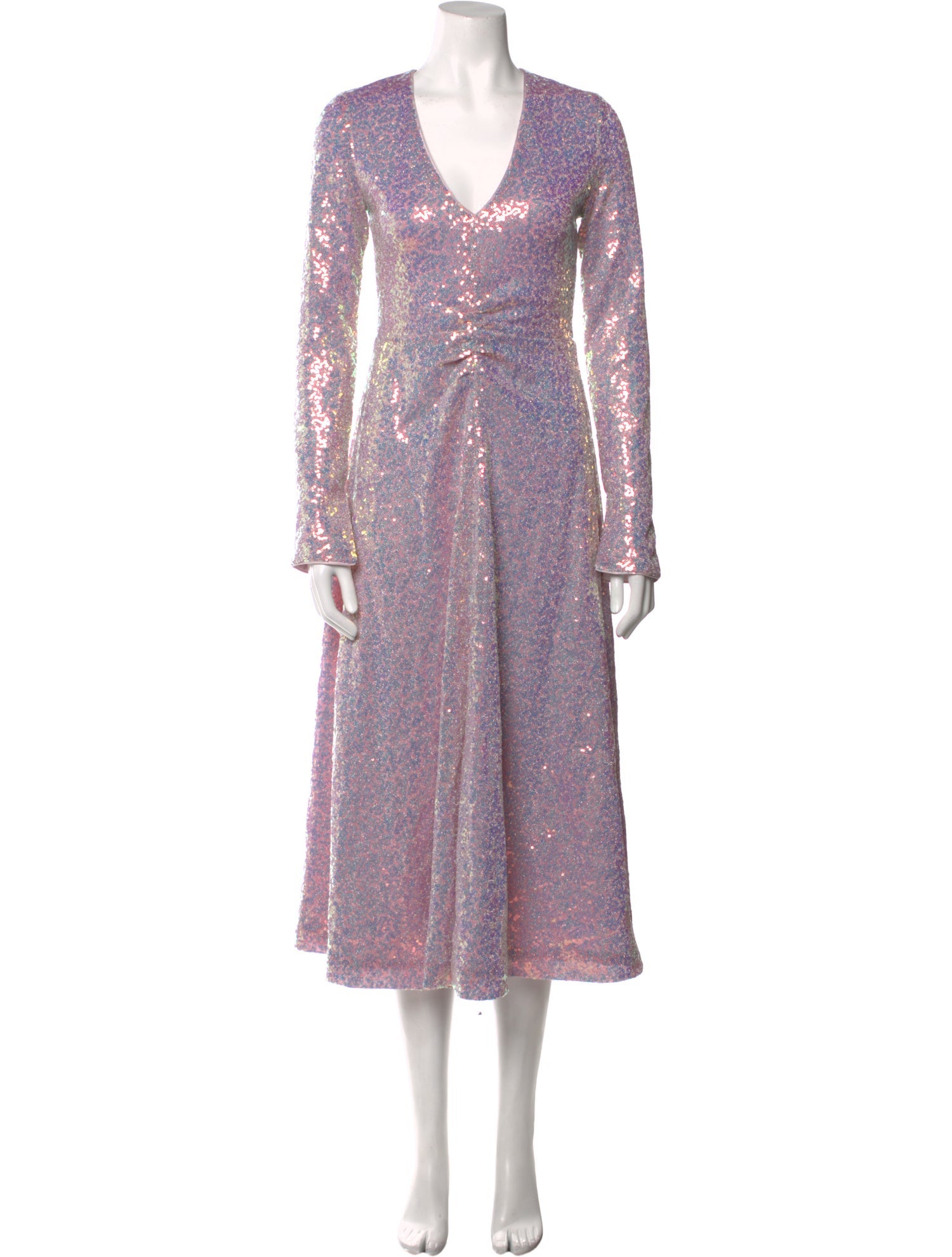 ROTATE Birger Christensen V-Neck Midi Length Dress