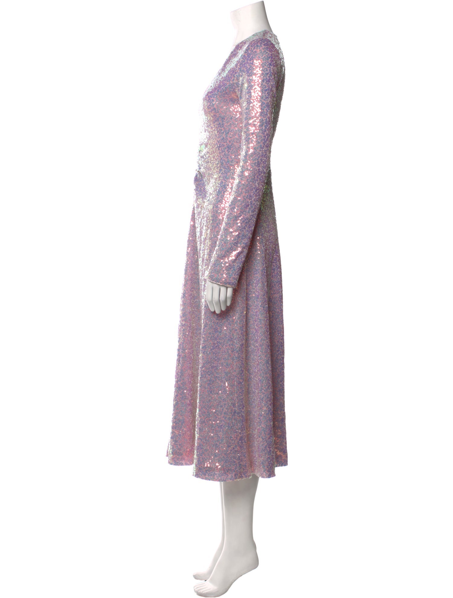 ROTATE Birger Christensen V-Neck Midi Length Dress