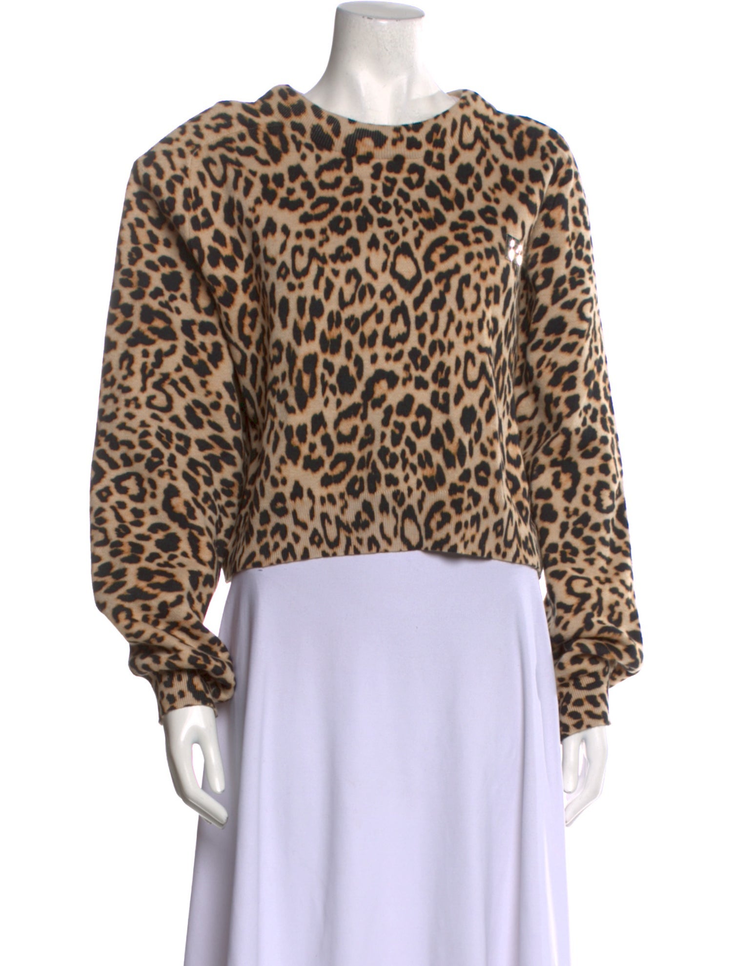 ROTATE Birger Christensen Animal Print Bateau Neckline Sweater