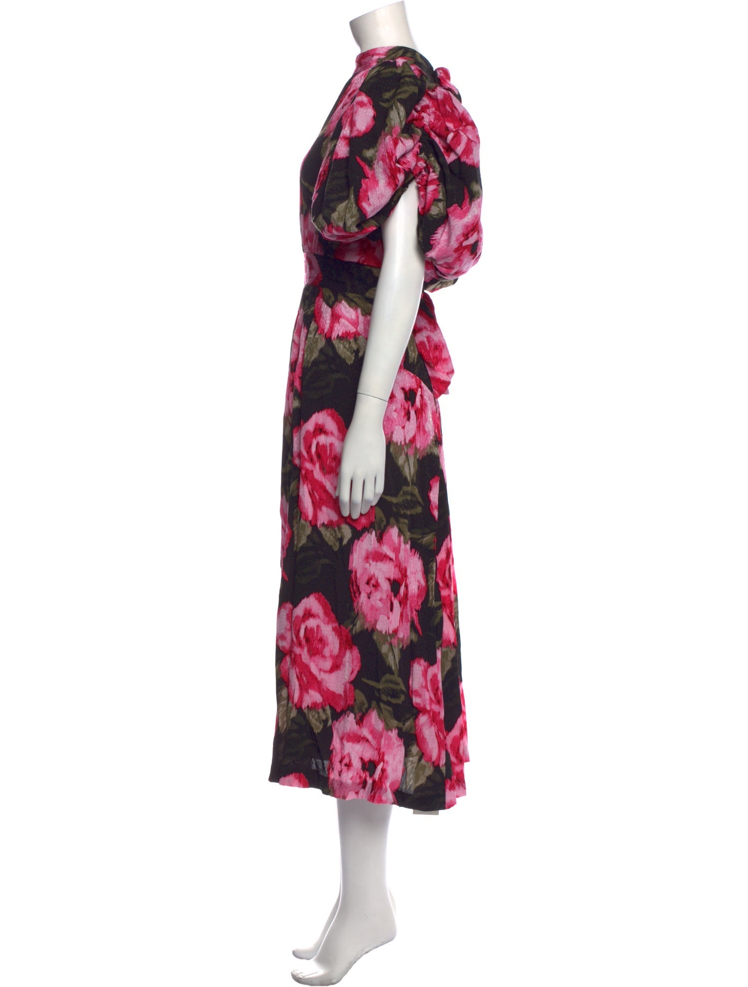ROTATE Birger Christensen Floral Print Long Dress