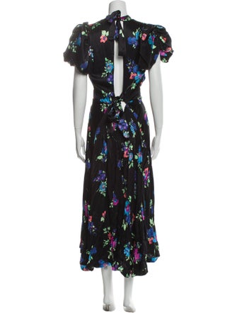 ROTATE Birger Christensen Floral Print Long Dress