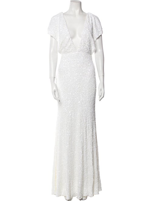 ROTATE Birger Christensen Plunge Neckline Long Dress