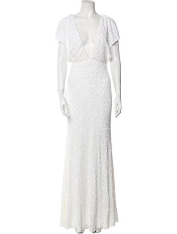 Rotate Birger Christensen Dresses Plunge Neckline Long Dress US 6 | M