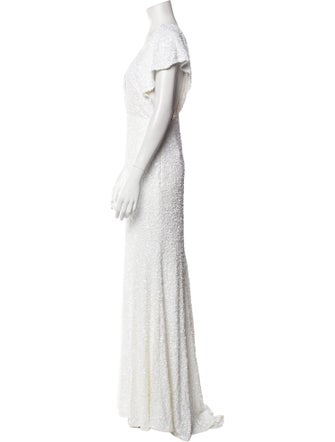 ROTATE Birger Christensen Plunge Neckline Long Dress