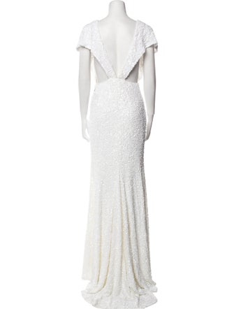 ROTATE Birger Christensen Plunge Neckline Long Dress