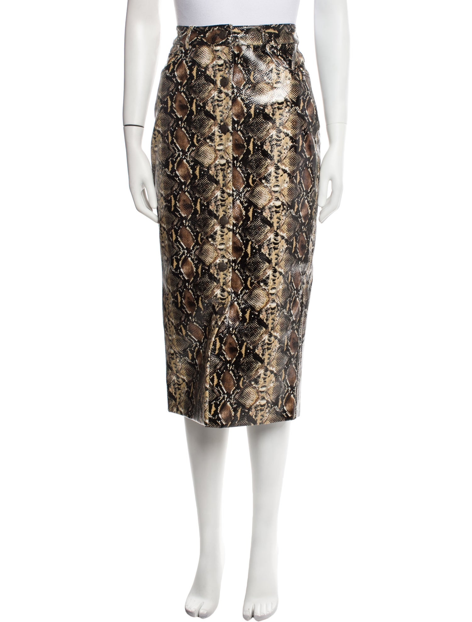 ROTATE Birger Christensen Animal Print Midi Length Skirt