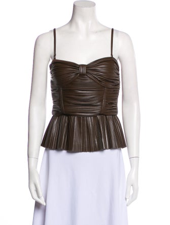 ROTATE Birger Christensen Square Neckline Sleeveless Crop Top