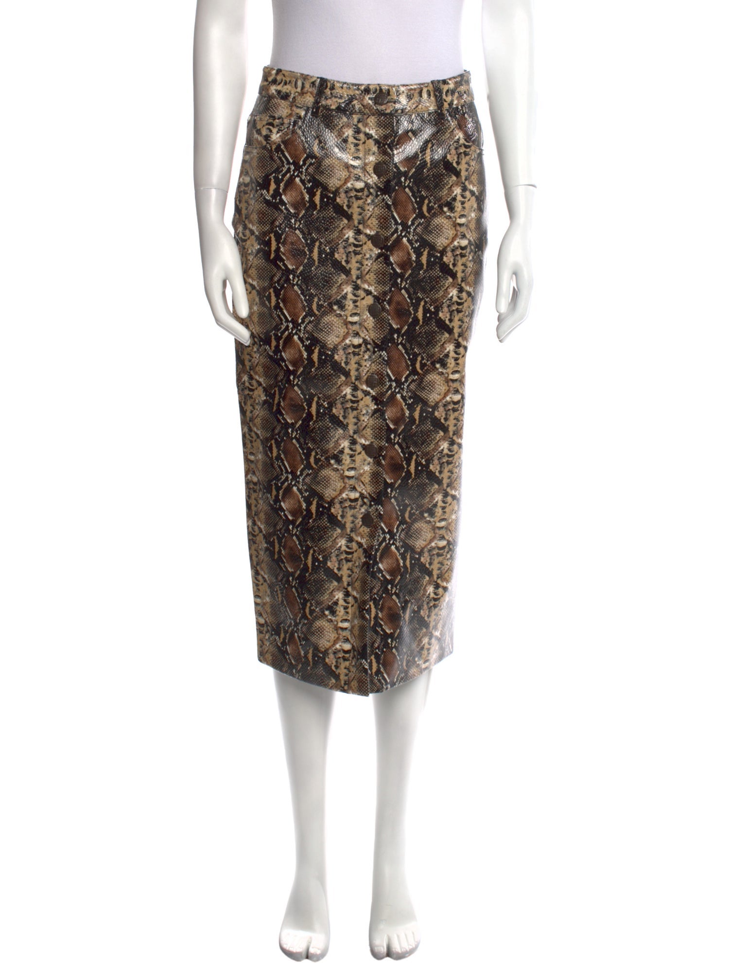 ROTATE Birger Christensen Animal Print Midi Length Skirt