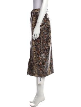 ROTATE Birger Christensen Animal Print Midi Length Skirt