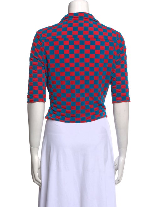 ROTATE Birger Christensen Printed Three-Quarter Sleeve Crop Top