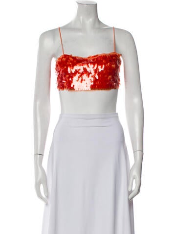 Rotate Birger Christensen Tops Printed Square Neckline Crop Top Us8, Dk38 | M