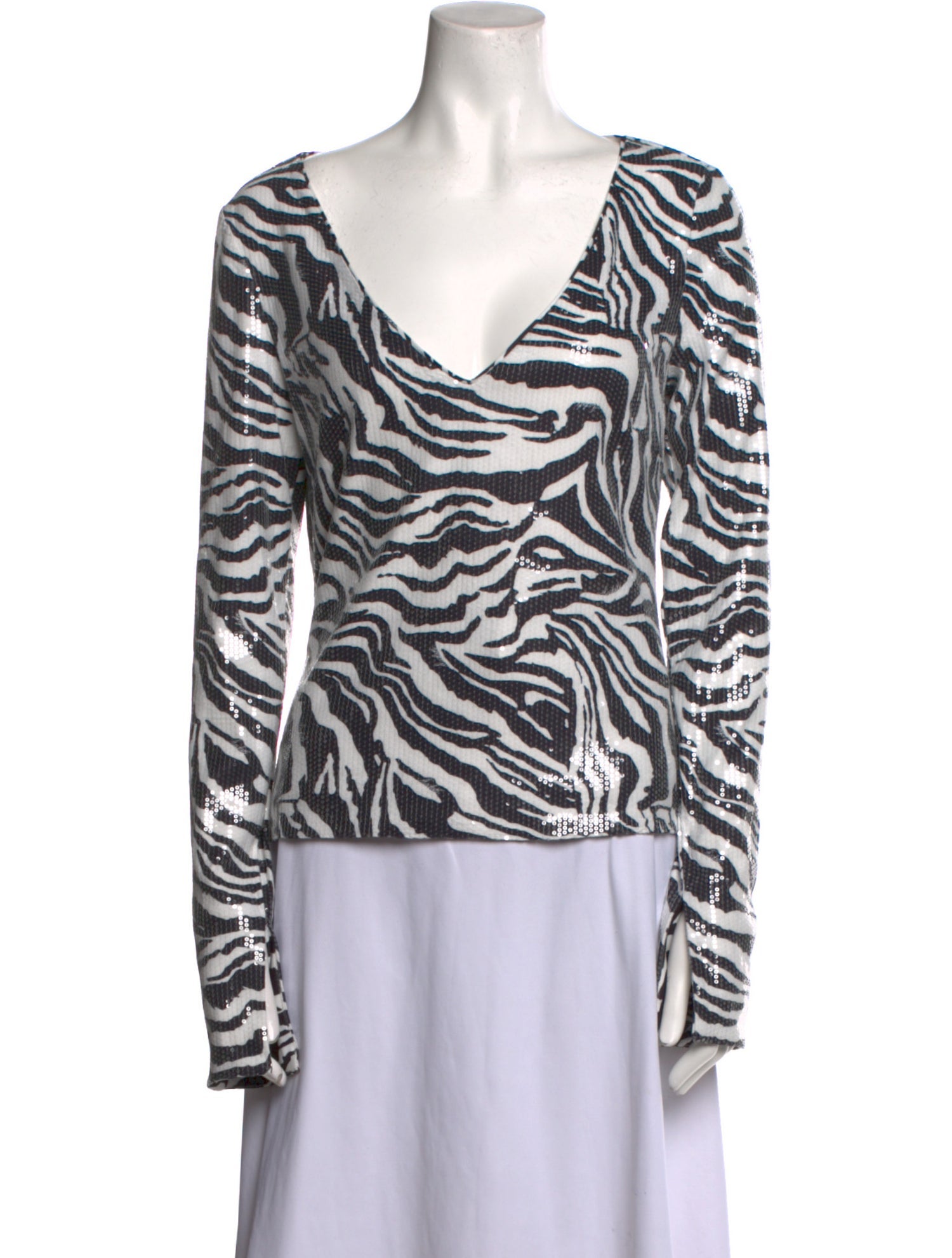 ROTATE Birger Christensen Animal Print V-Neck Top
