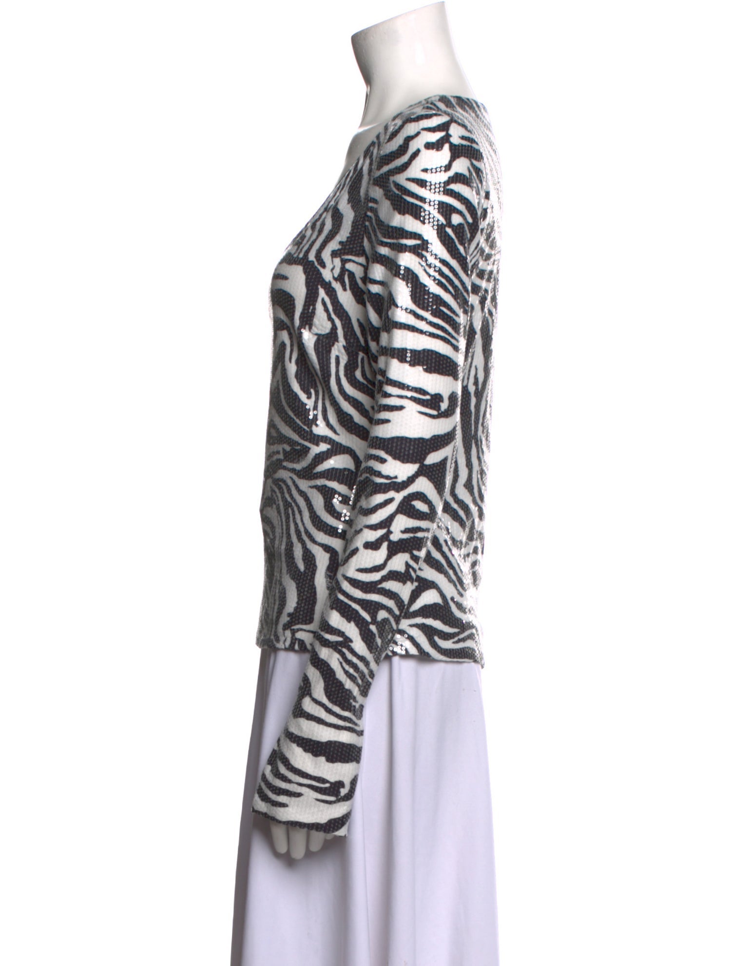 ROTATE Birger Christensen Animal Print V-Neck Top