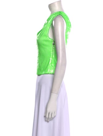 ROTATE Birger Christensen One-Shoulder Sleeveless Crop Top