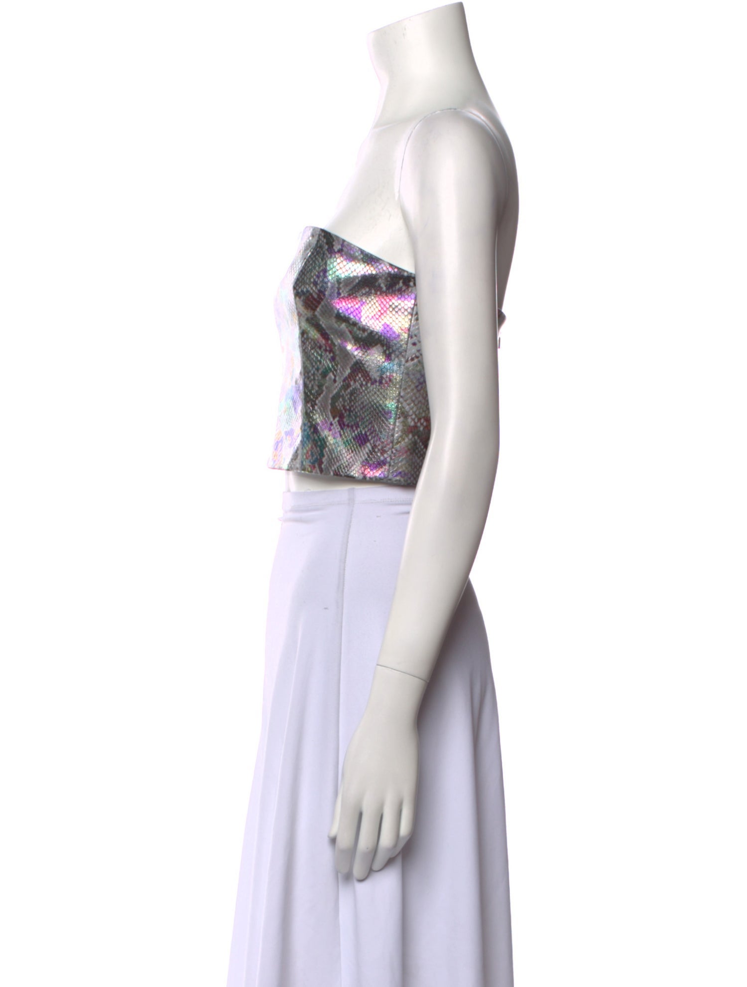 ROTATE Birger Christensen Printed Strapless Crop Top