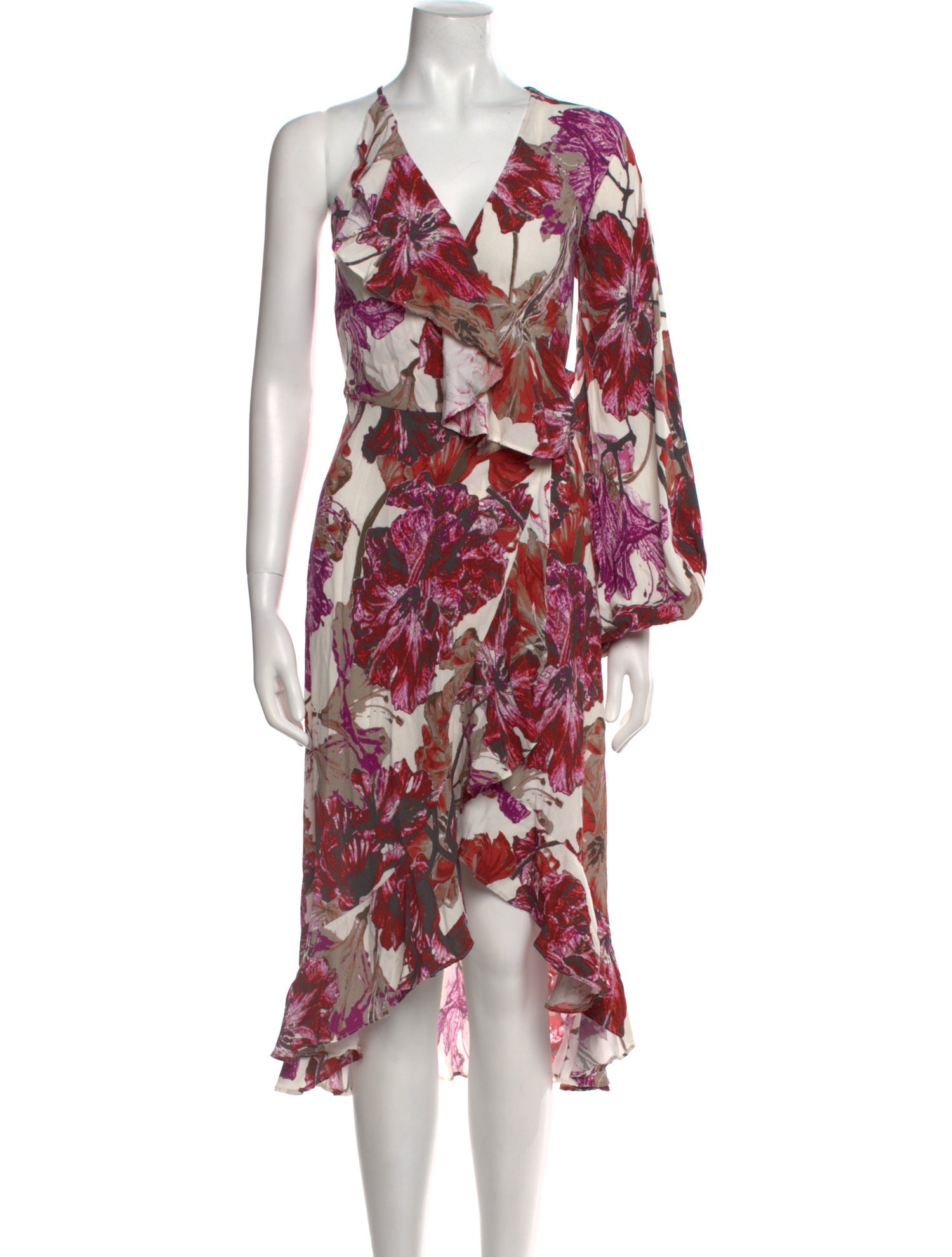 ROTATE Birger Christensen Floral Print Midi Length Dress