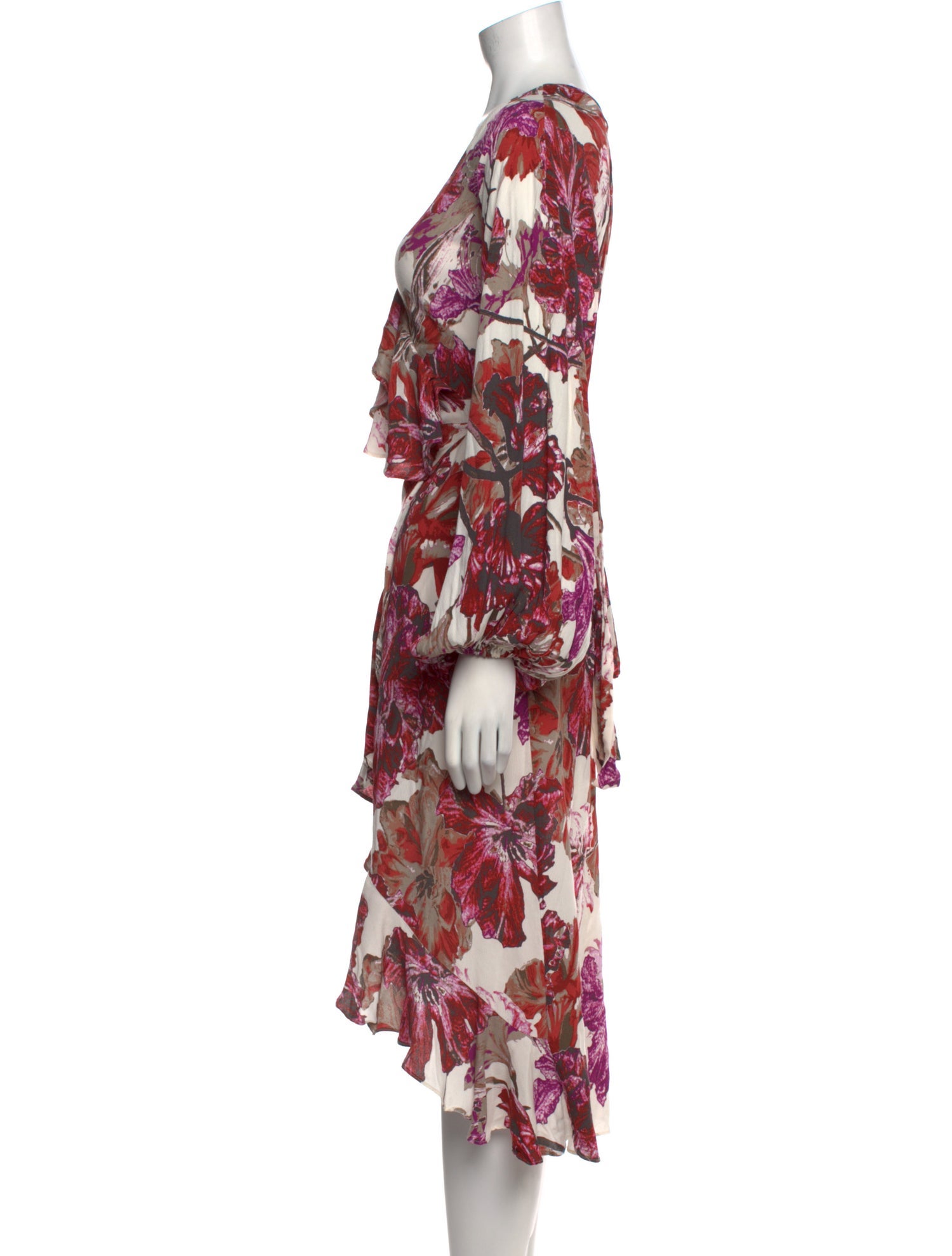 ROTATE Birger Christensen Floral Print Midi Length Dress