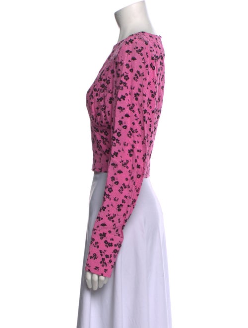 ROTATE Birger Christensen Floral Print Crew Neck Crop Top