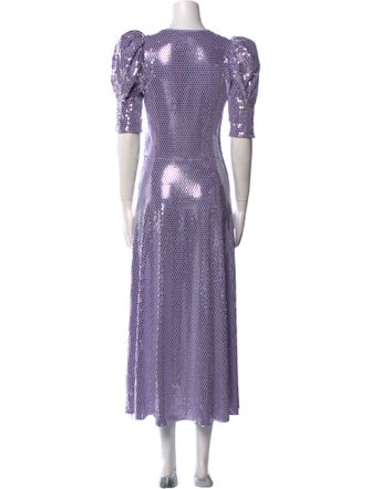 ROTATE Birger Christensen Patterned Midi Length Dress