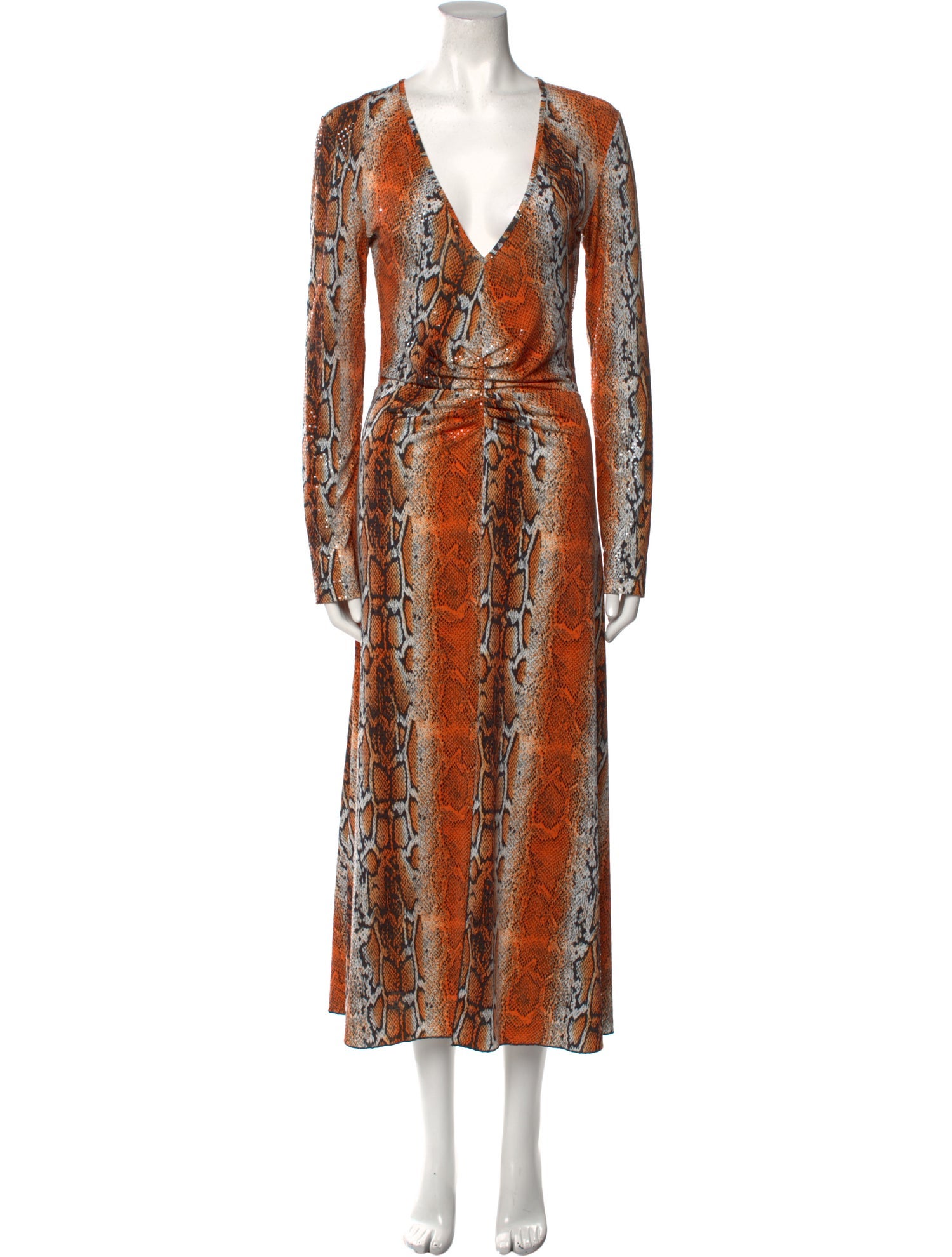 ROTATE Birger Christensen Animal Print Long Dress