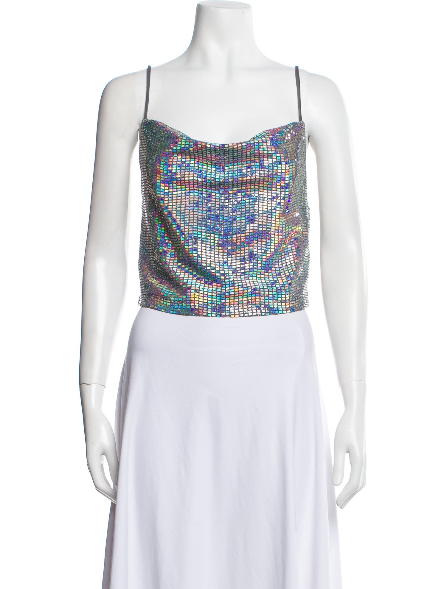 ROTATE Birger Christensen Square Neckline Sleeveless Crop Top