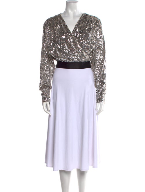 ROTATE Birger Christensen Sequin V-Neck Crop Top