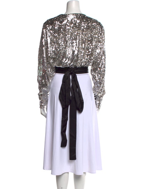 ROTATE Birger Christensen Sequin V-Neck Crop Top