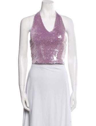 ROTATE Birger Christensen Halterneck Sleeveless Crop Top