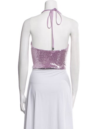 ROTATE Birger Christensen Halterneck Sleeveless Crop Top