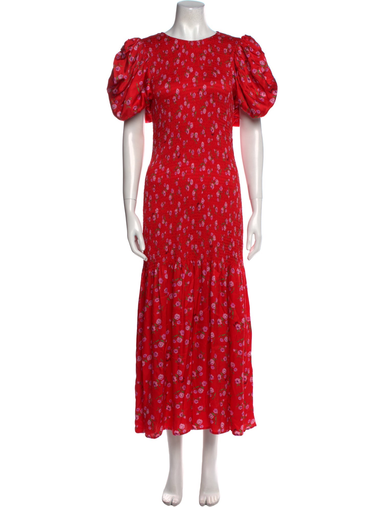 ROTATE Birger Christensen Floral Print Midi Length Dress
