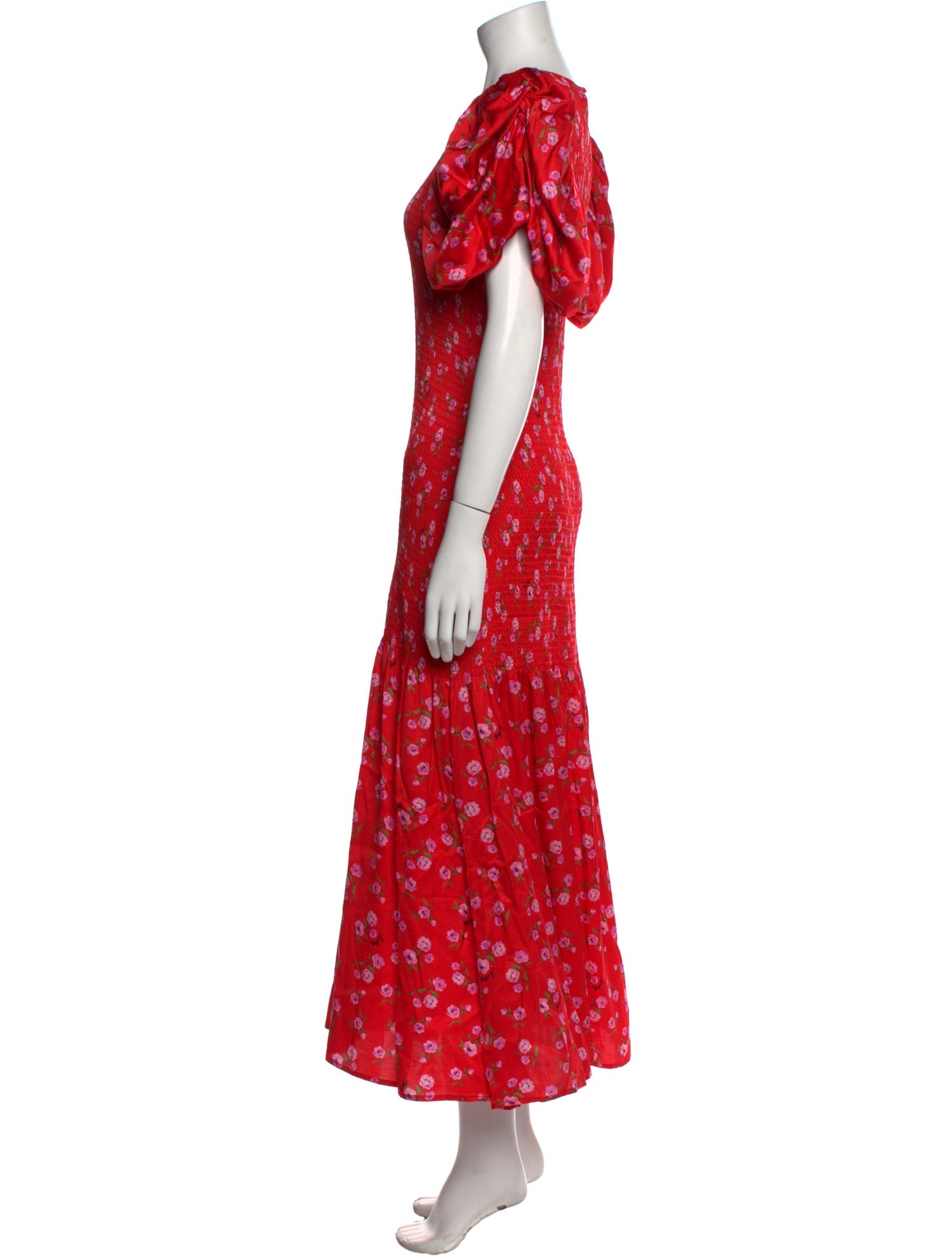 ROTATE Birger Christensen Floral Print Midi Length Dress