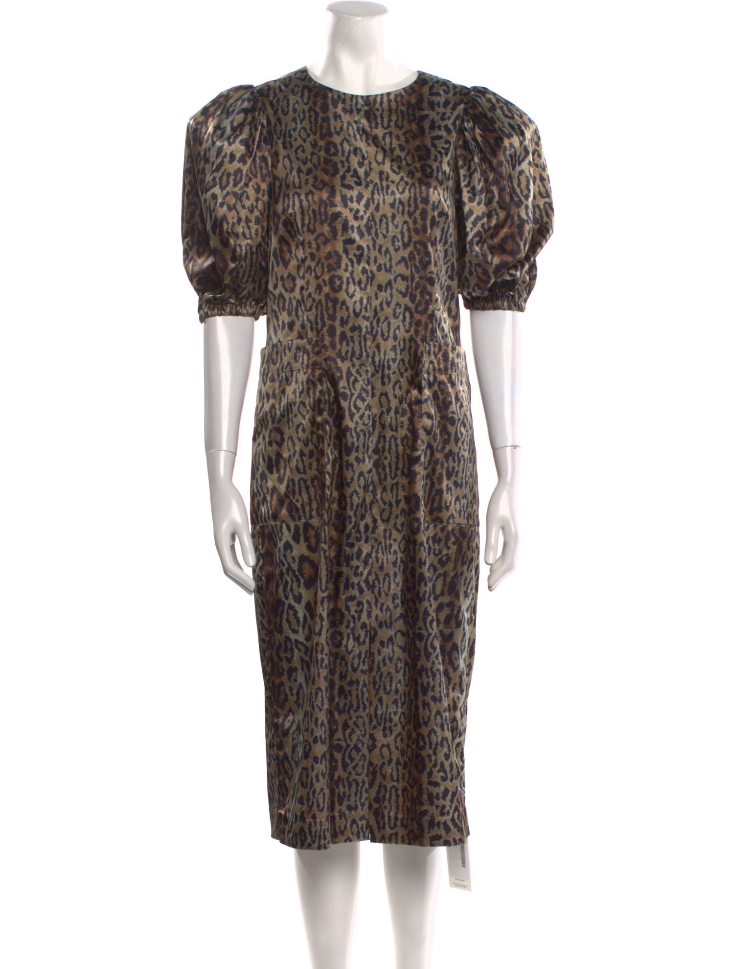 ROTATE Birger Christensen Animal Print Midi Length Dress