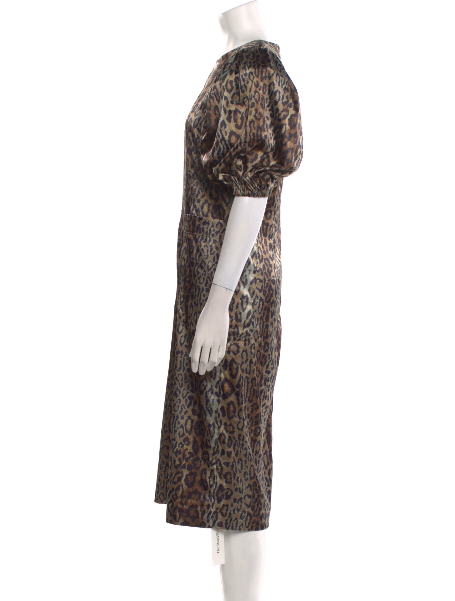 ROTATE Birger Christensen Animal Print Midi Length Dress