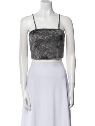 ROTATE Birger Christensen Square Neckline Sleeveless Crop Top