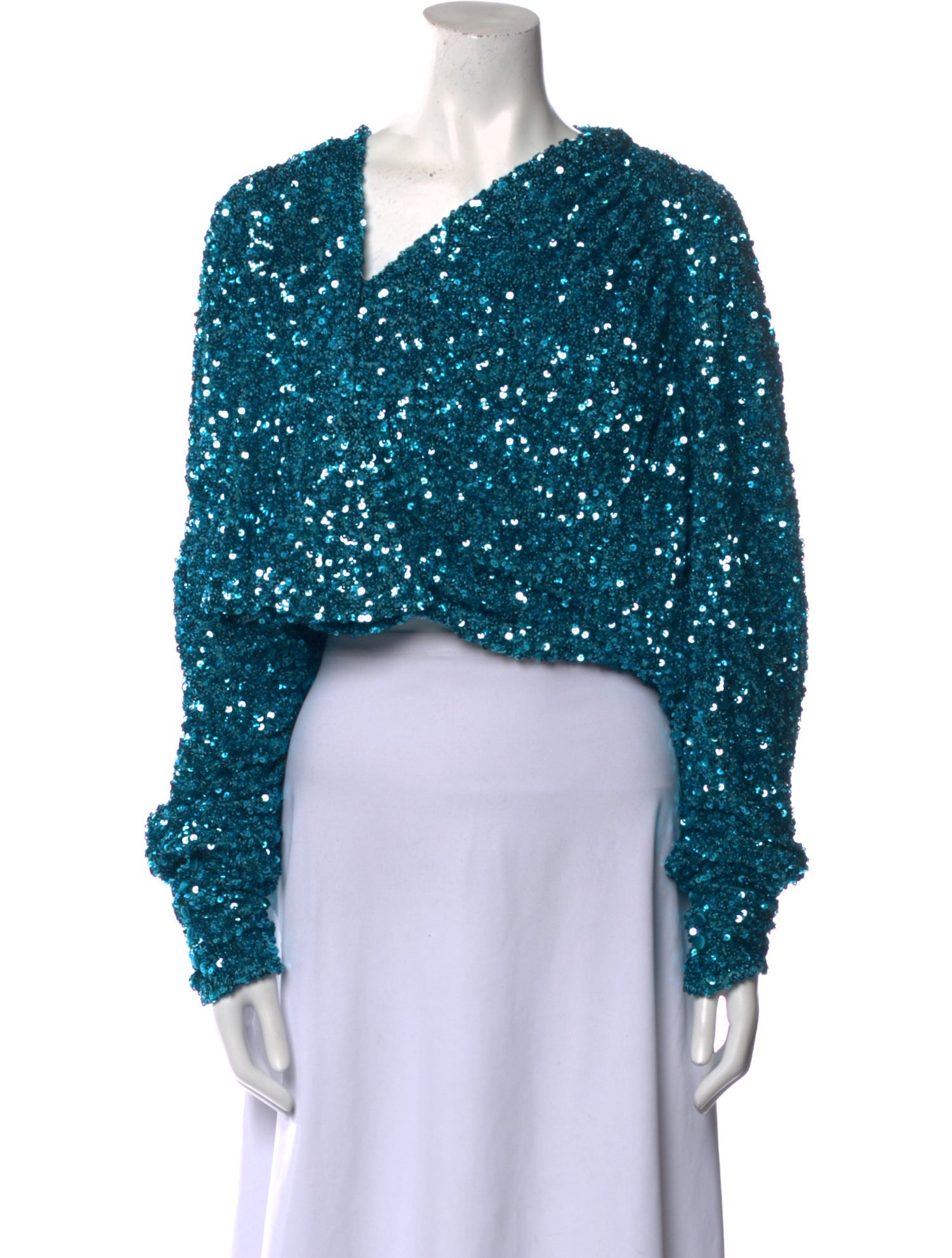 ROTATE Birger Christensen Floral Print One-Shoulder Crop Top