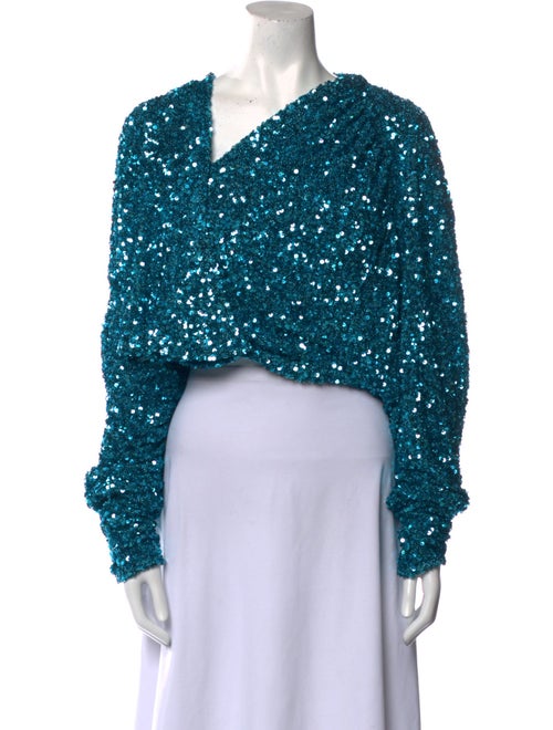 ROTATE Birger Christensen Floral Print One-Shoulder Crop Top