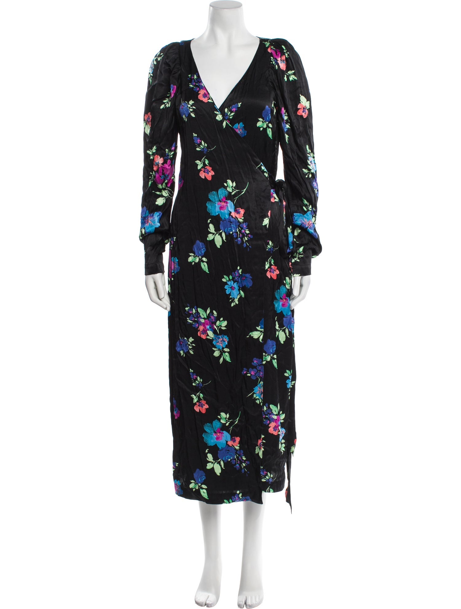 ROTATE Birger Christensen Floral Print Midi Length Dress
