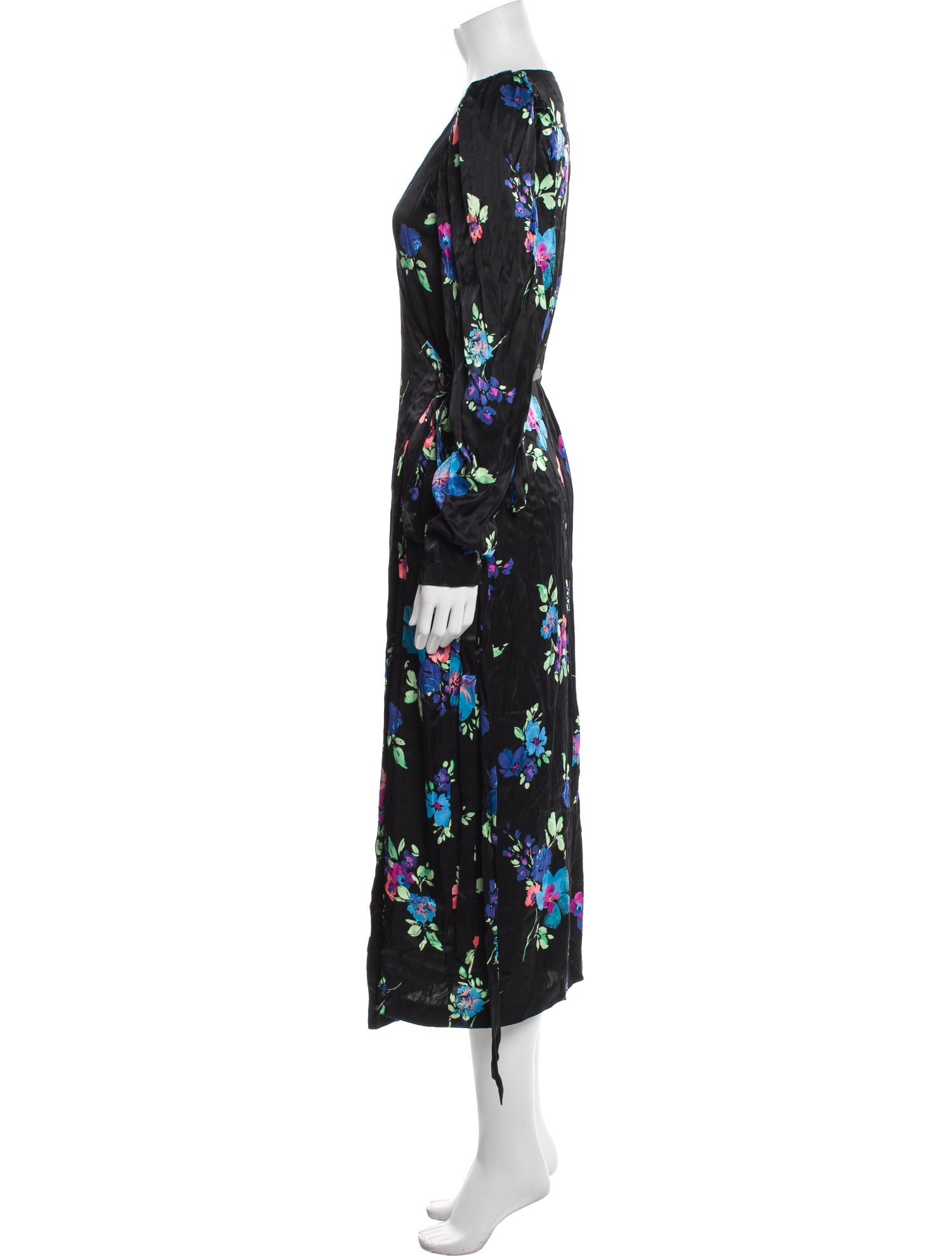 ROTATE Birger Christensen Floral Print Midi Length Dress